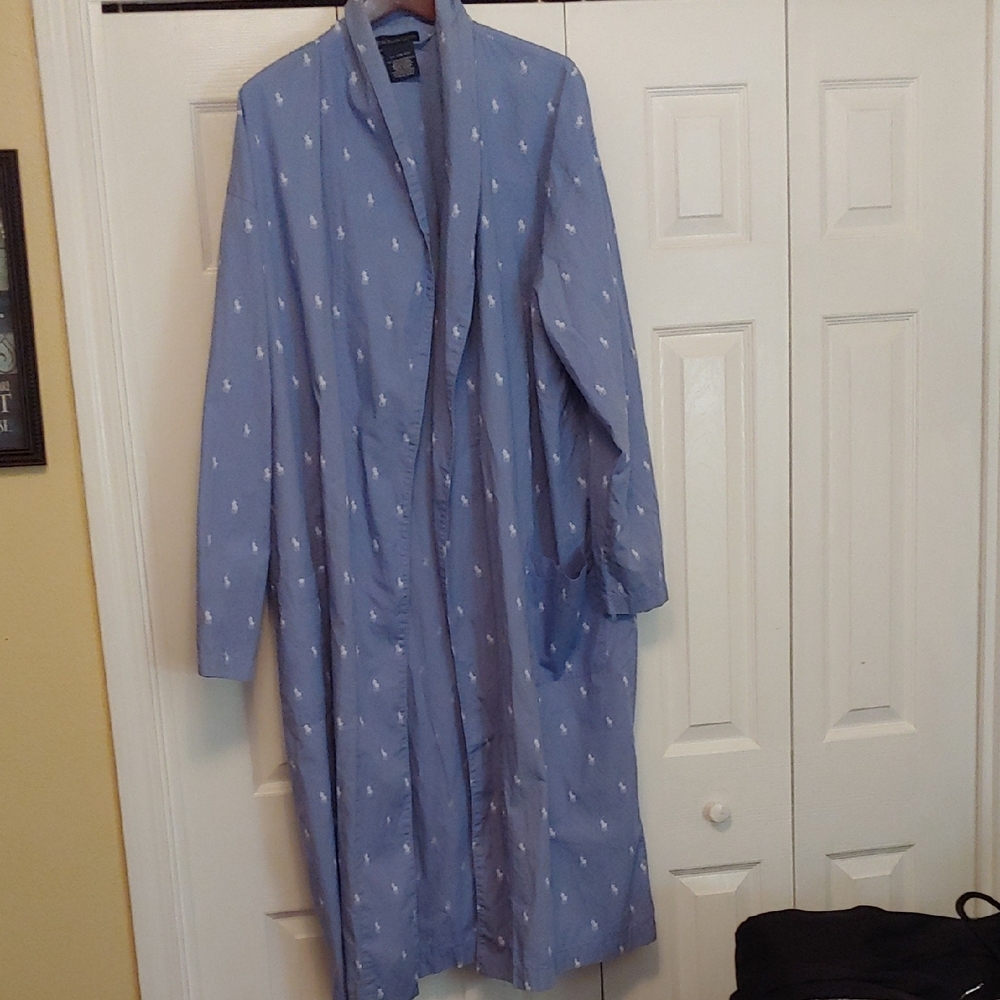 Polo by Ralph Lauren Blue and White Cozy Lounging Robe
